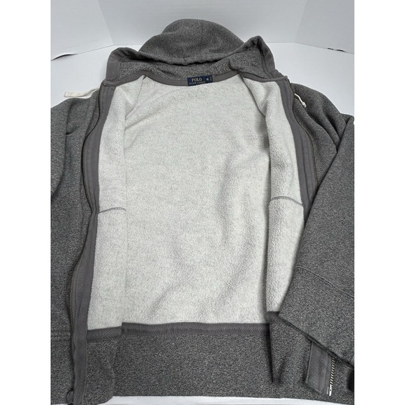 Polo Ralph Lauren Hoodie Men's XL Fleece Lined Full-Zip Heather Gray Green Logo - Picture 2 of 11
